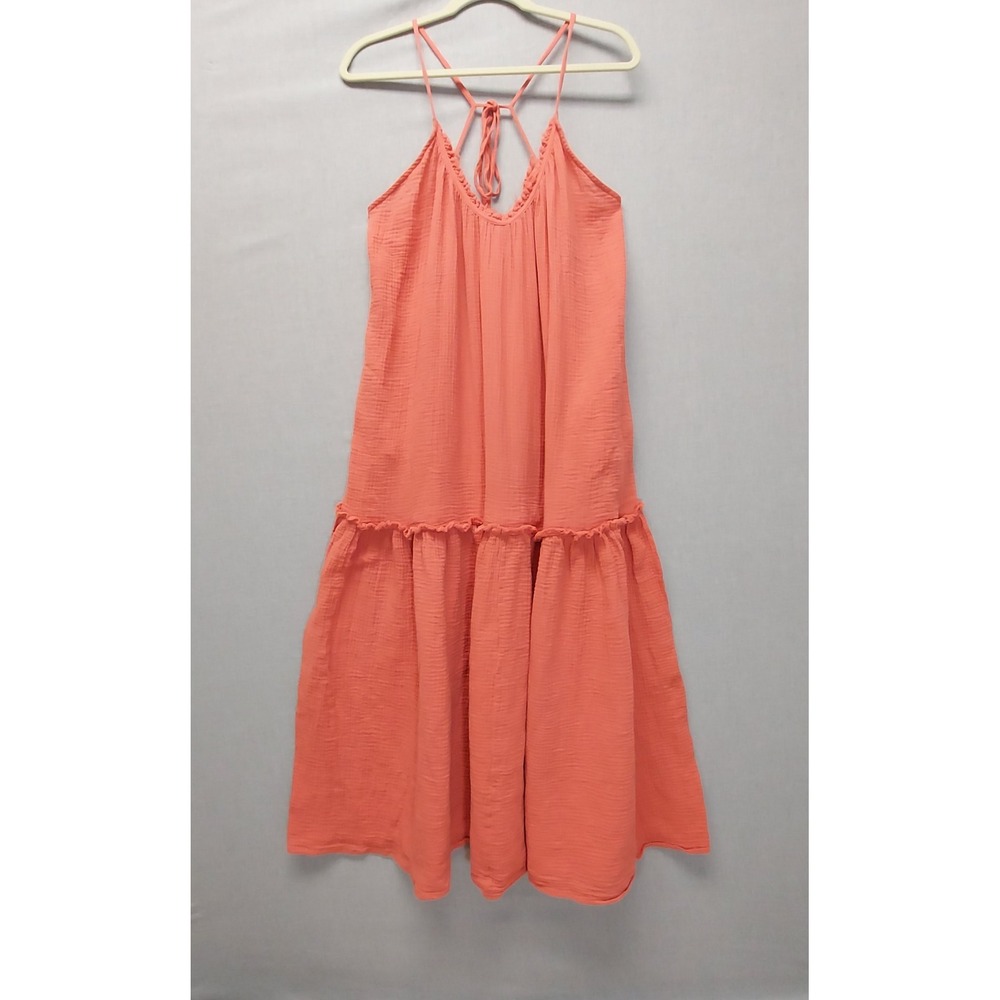 MIKOH Coral Gauze Cotton Midi Dress Plus 3 Racerback Tieβ Back Tiered Pockets